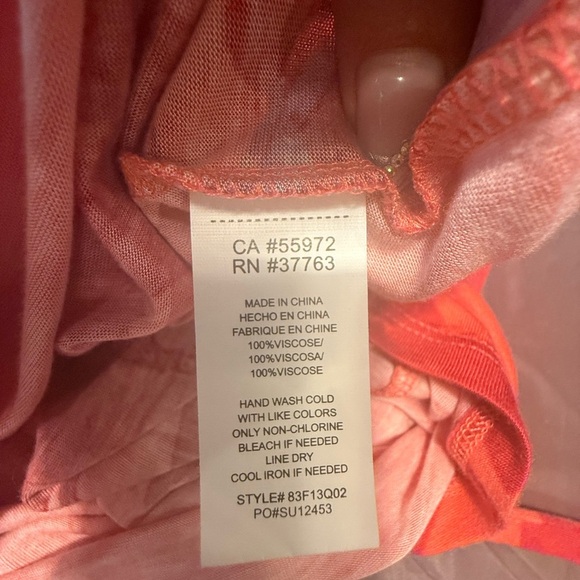 C&C California Orange/Purple Tie Dye Tie Front Tunic Blouse Size XS MSRP $128 - Picture 5 of 7